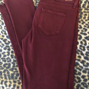 Paige Peg Skinny maroon 5 pocket jeans